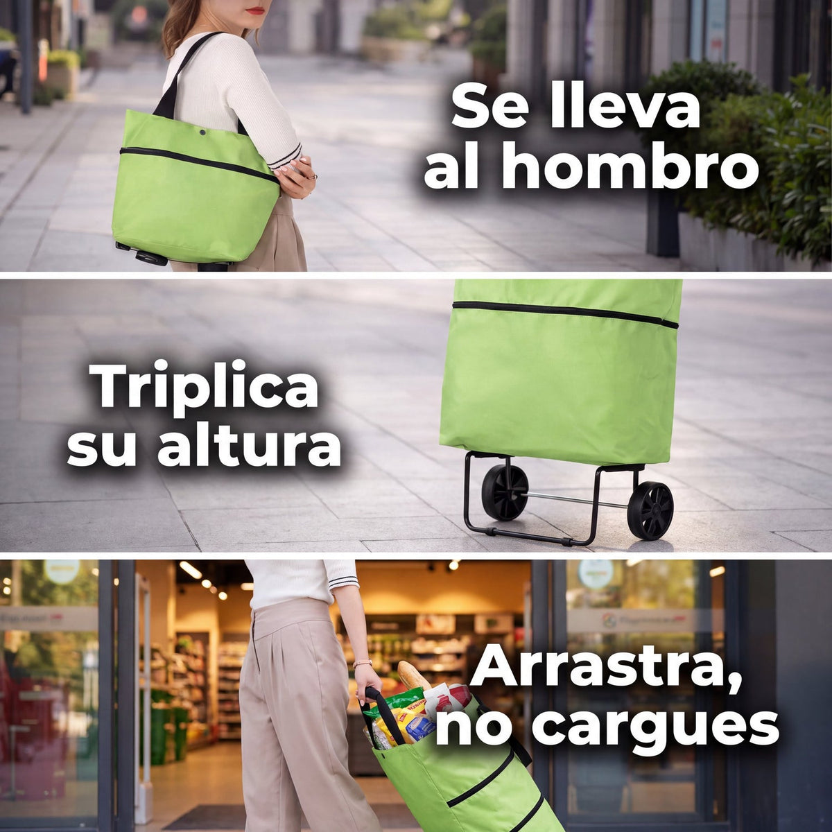Carrito de Compras Plegable – De Bolso a Carro en Segundos